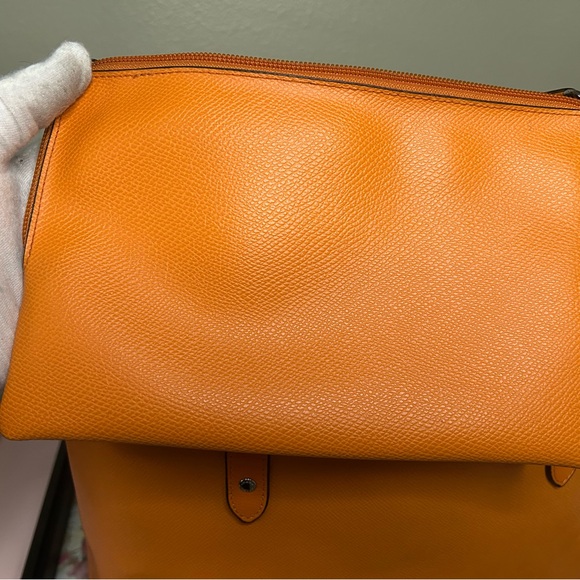 Coach Signature Reversible Tote Brown with Orange Trim and Pouch - Picture 14 of 16